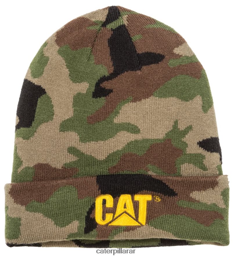 8F44LN251 Caterpillar gorro con puños de la marca registrada hombres camuflaje del bosque | sombrero