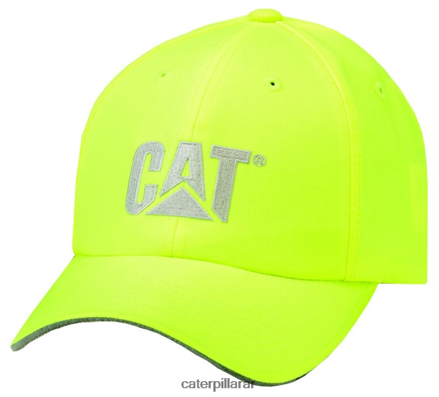 8F44LN252 Caterpillar gorra de marca registrada de alta visibilidad hombres amarillo brillante | sombrero