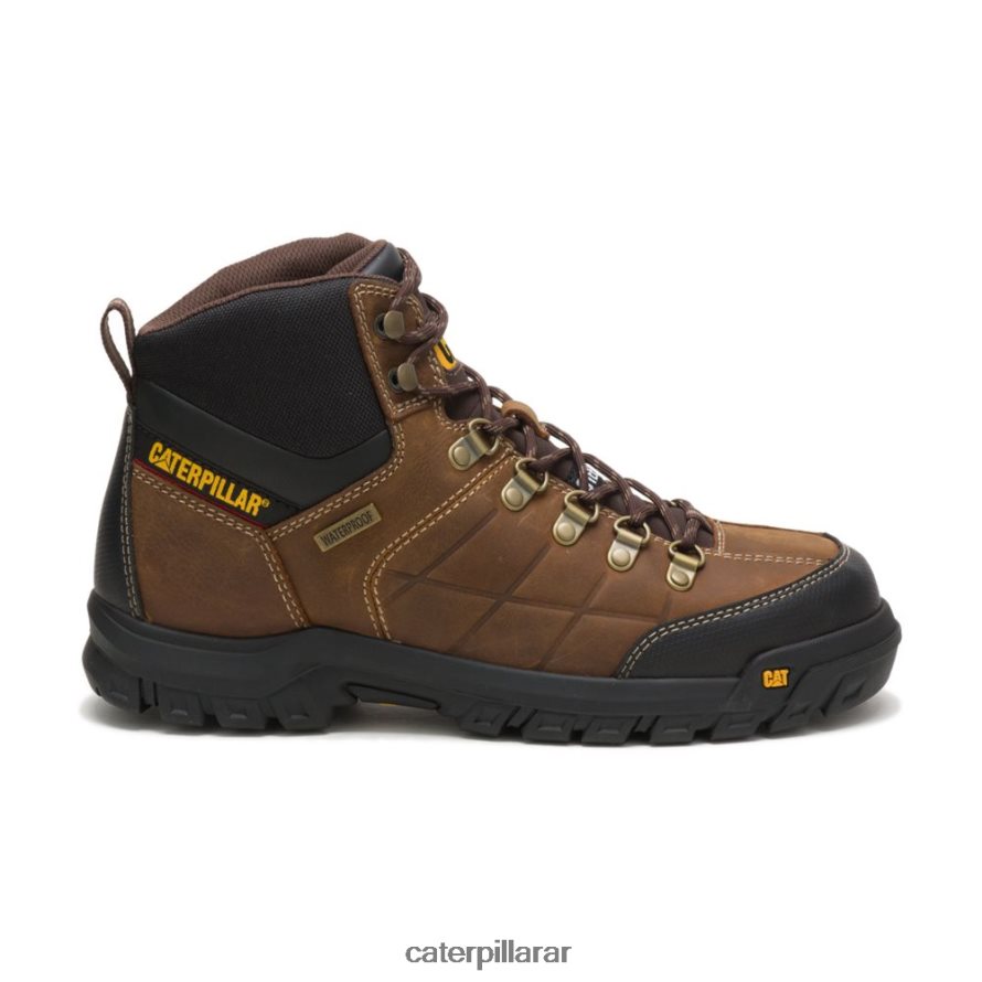 8F44LN11 Caterpillar bota de trabajo impermeable con punta de acero de umbral hombres marrón de verdad | botas de trabajo