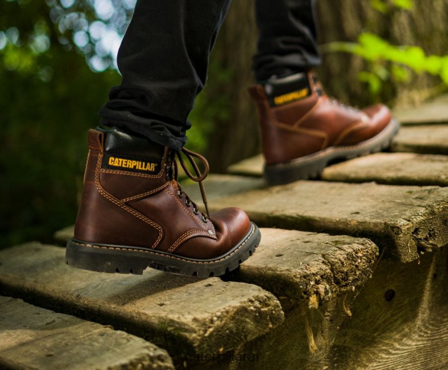 8F44LN19 Caterpillar bota de trabajo con punta de acero para segundo turno hombres broncearse | botas de trabajo