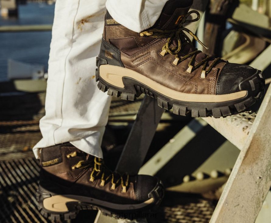 8F44LN2 Caterpillar Bota de trabajo impermeable con punta de material compuesto Invader Hiker hombres grano de café | botas de trabajo