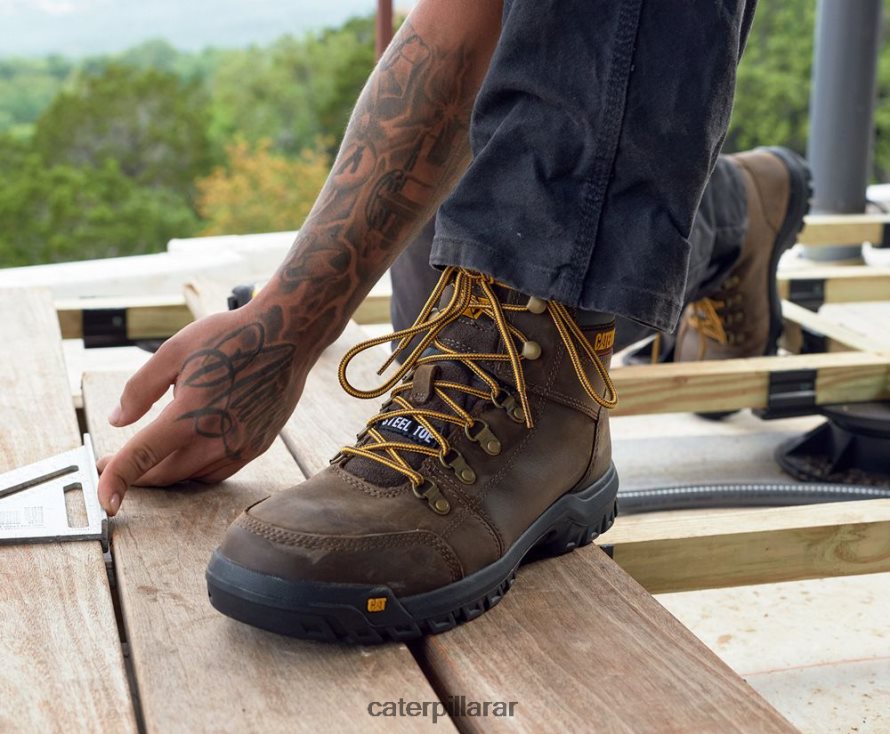 8F44LN63 Caterpillar bota de trabajo con punta de acero hombres sello marrón | botas de trabajo