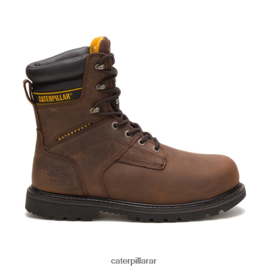 8F44LN68 Caterpillar bota de trabajo impermeable con punta de acero salvo de 8" hombres marron oscuro | botas de trabajo