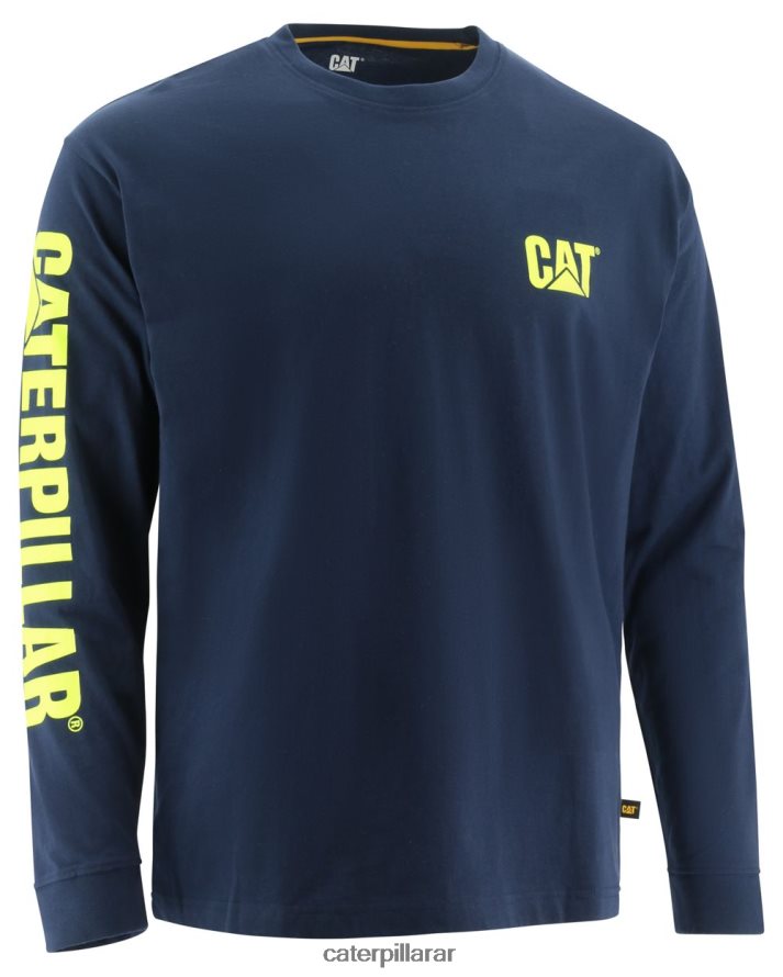 8F44LN224 Caterpillar camiseta de manga larga con estandarte de marca registrada hombres azul | tops y ropa de abrigo