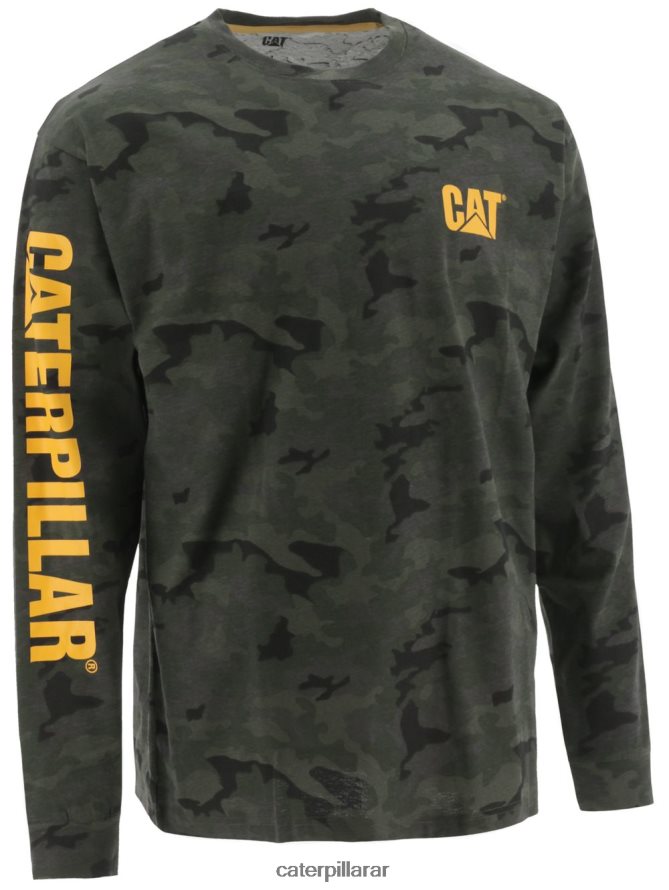 8F44LN226 Caterpillar camiseta de manga larga con estandarte de marca registrada hombres camuflaje nocturno | tops y ropa de abrigo