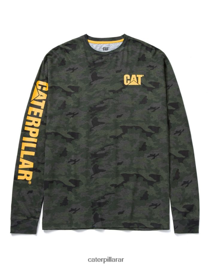 8F44LN226 Caterpillar camiseta de manga larga con estandarte de marca registrada hombres camuflaje nocturno | tops y ropa de abrigo
