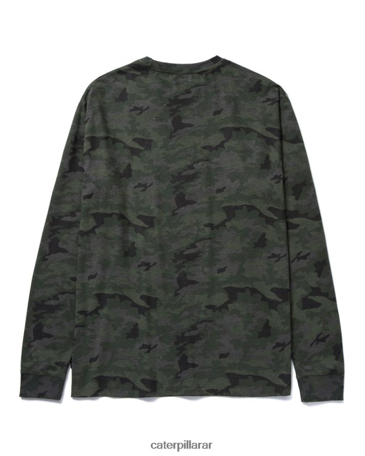 8F44LN226 Caterpillar camiseta de manga larga con estandarte de marca registrada hombres camuflaje nocturno | tops y ropa de abrigo