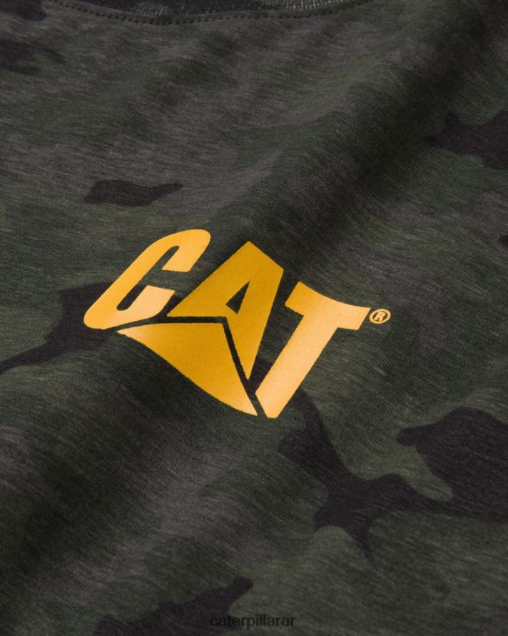 8F44LN226 Caterpillar camiseta de manga larga con estandarte de marca registrada hombres camuflaje nocturno | tops y ropa de abrigo