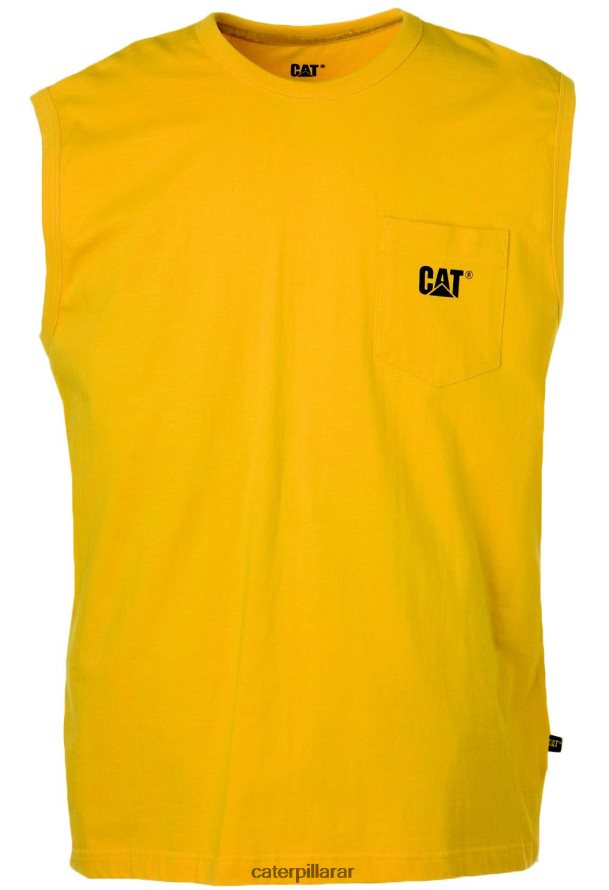 8F44LN232 Caterpillar camiseta sin mangas con bolsillo de la marca registrada hombres amarillo | tops y ropa de abrigo