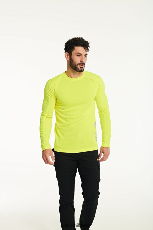 8F44LN233 Caterpillar camiseta de manga larga coolmax hombres amarillo de alta visibilidad | tops y ropa de abrigo