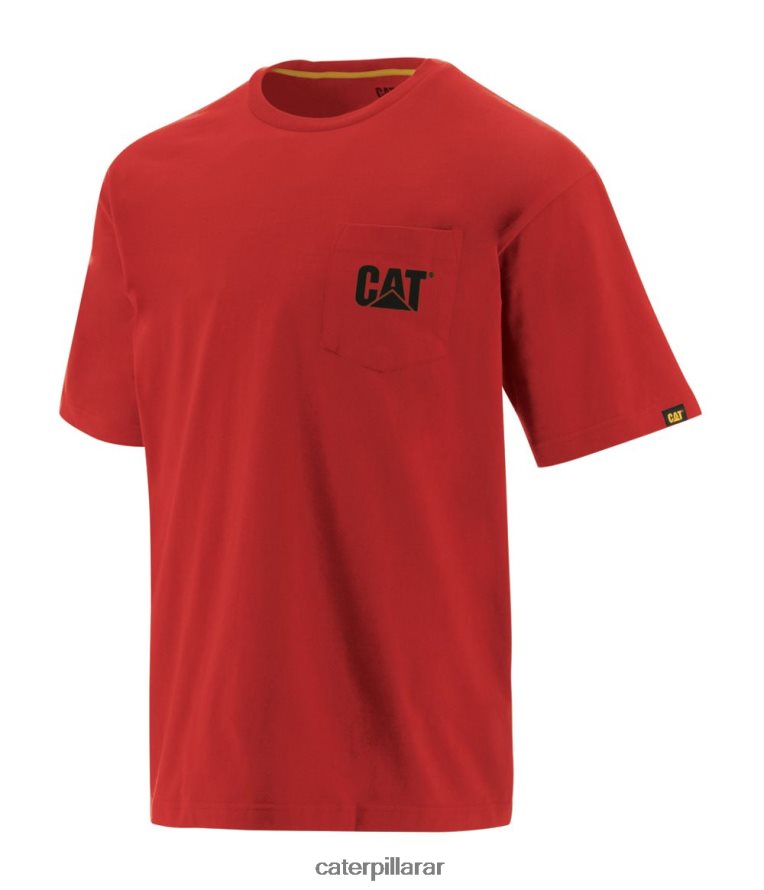 8F44LN236 Caterpillar camiseta con bolsillo de la marca registrada hombres rojo | tops y ropa de abrigo