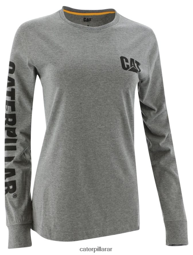 8F44LN320 Caterpillar camiseta de manga larga con estandarte de marca registrada mujer gris jaspeado oscuro | tops y ropa de abrigo